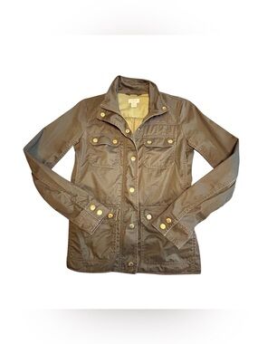 J. Crew Olive Utility Jacket with Gold-Tone Snaps